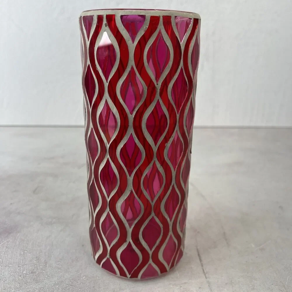 Vintage 1960s Mod Pink Swirl Psychedelic Glass Vase Hippie Boho 8.25